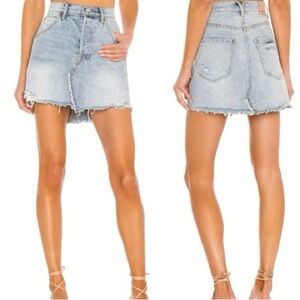 Free People We The Free Brea Cut Off Denim Jean Skirt in Mile High Blue size 30